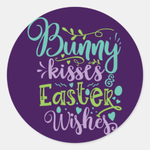 Easter kisses wishes  classic round sticker