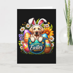 Easter Labrador Puppy Floral Easter Colourful Eggs Card