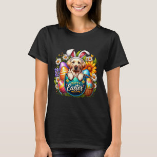 Easter Labrador Puppy Floral Easter Colourful Eggs T-Shirt