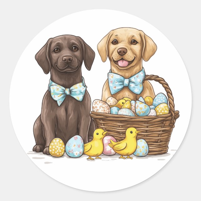 Easter Labrador Retriever Dogs Classic Round Sticker (Front)