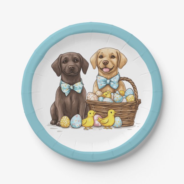 Easter Labrador Retriever Dogs Paper Plate (Front)