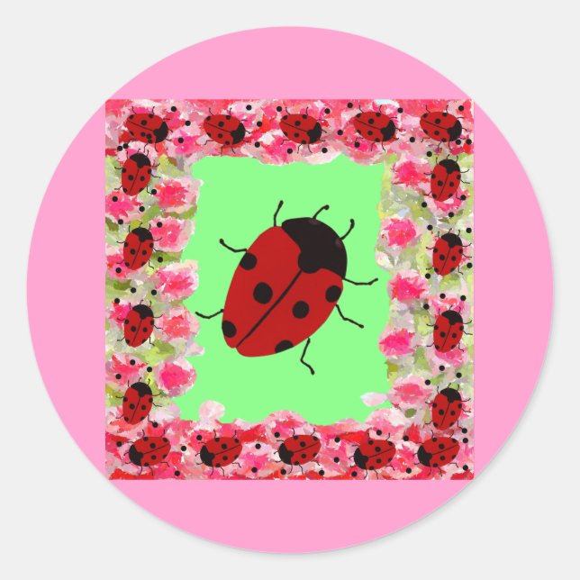 Easter Ladybug Classic Round Sticker (Front)