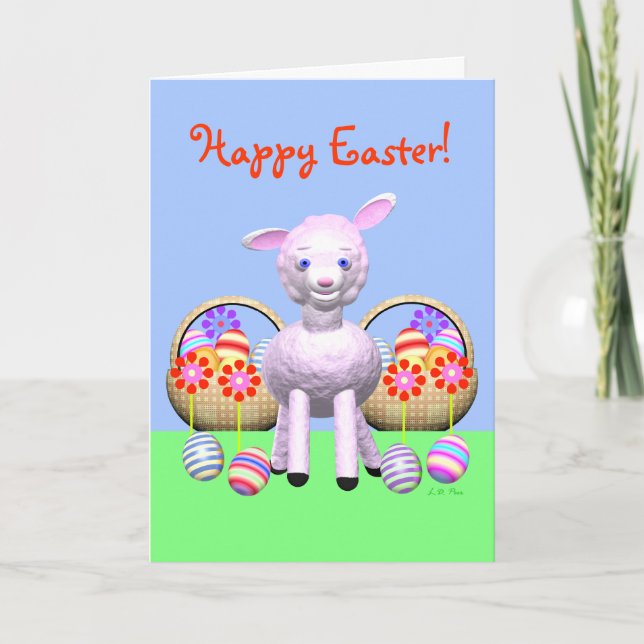 Easter Lamb and Baskets Holiday Card (Front)