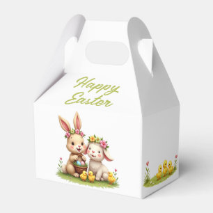 Easter Lamb & Bunny   Chicks & Spring Flowers Cute Favour Box