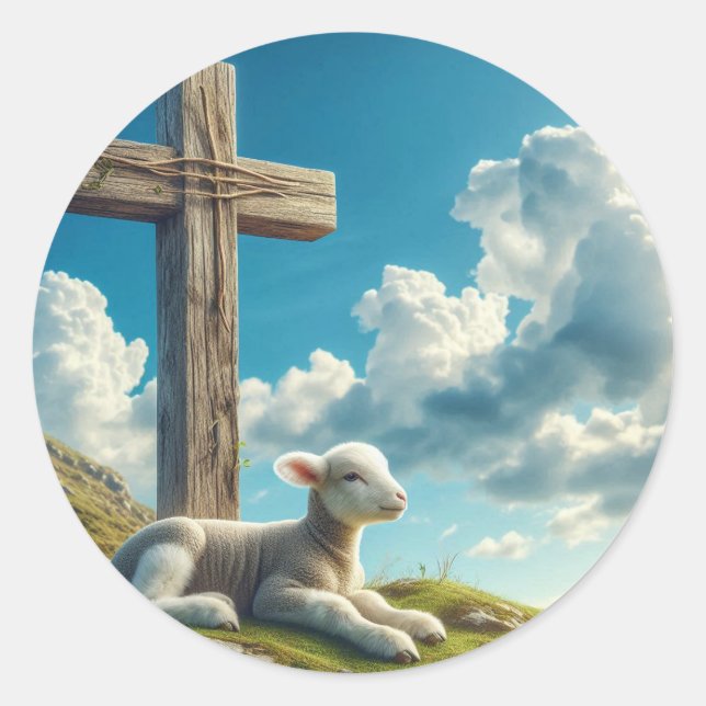 Easter Lamb Classic Round Sticker (Front)