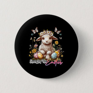 Easter Lamb - Colourful Vintage Easter  6 Cm Round Badge