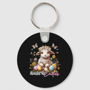 Easter Lamb - Colourful Vintage Easter Key Ring