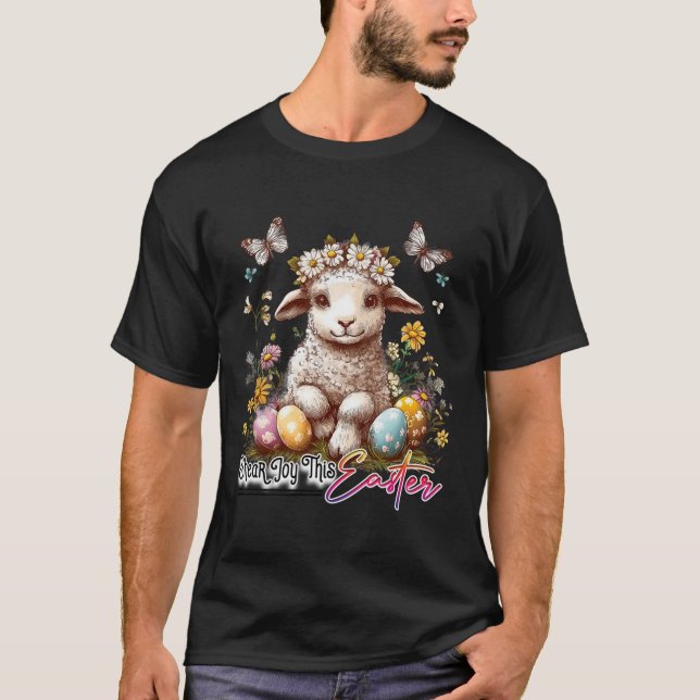 Easter Lamb - Colourful Vintage Easter  T-Shirt (Front)