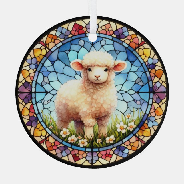 Easter Lamb In Stained Glass Tree Decoration (Back)