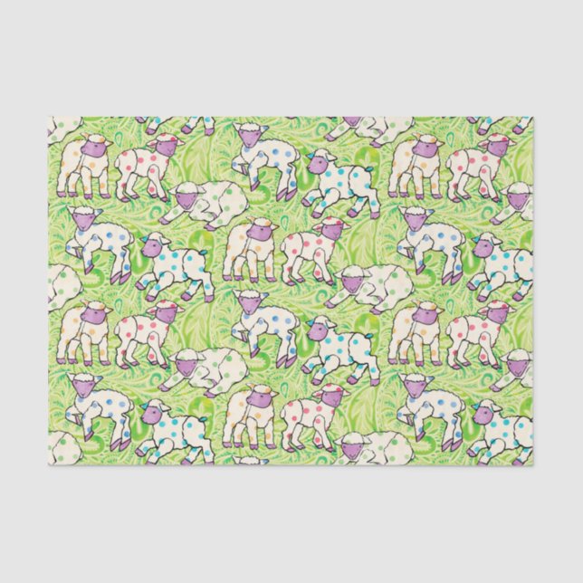 Easter Lambs Pattern on Paisley Tissue Paper (Front)