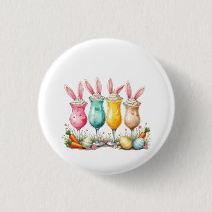 Easter Latte Glasses of Latte with Bunny Ears 3 Cm Round Badge
