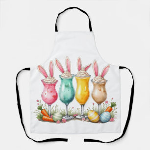 Easter Latte Glasses of Latte with Bunny Ears Apron