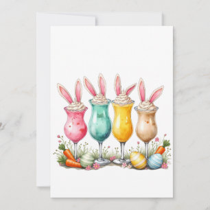 Easter Latte Glasses of Latte with Bunny Ears Holiday Card
