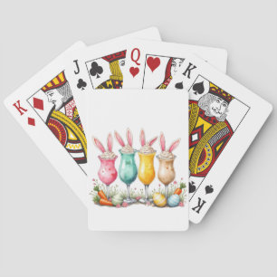 Easter Latte Glasses of Latte with Bunny Ears Playing Cards