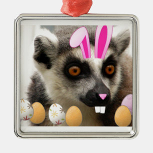 Easter Lemur Metal Ornament