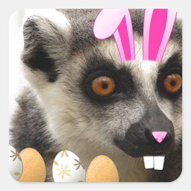 Easter Lemur Square Sticker (Front)