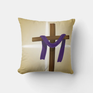 Easter Lent Cross Purple Drape Resurrection Day Cushion
