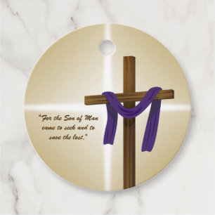 Easter Lent Cross Purple Drape Resurrection Day Favour Tags