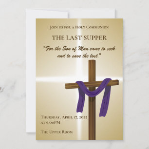 Easter Lent Cross Purple Drape Resurrection Day Invitation
