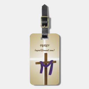 Easter Lent Cross Purple Drape Resurrection Day Luggage Tag