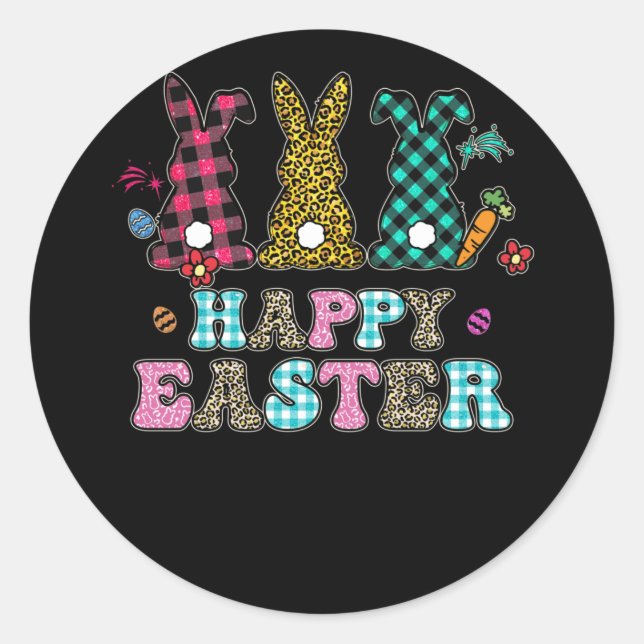 Easter Leopard Bunny Rabbit Palm Sunday Classic Round Sticker (Front)
