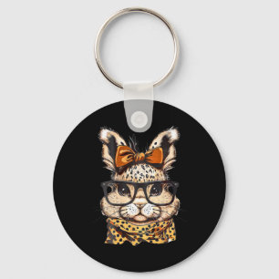 Easter Leopard Print Gles Rabbit Print Key Ring