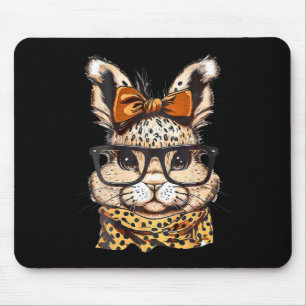 Easter Leopard Print Gles Rabbit Print Mouse Pad