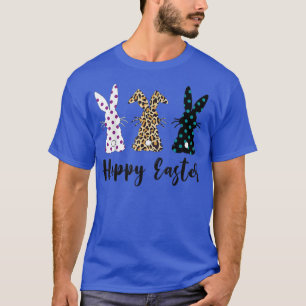 Easter Leopard Three Bunny Rabbit Happy Easter Day T-Shirt