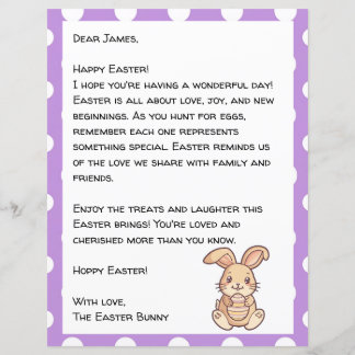 Easter Letter For Child With Bunny