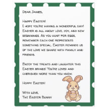 Easter Letter For Child With Bunny
