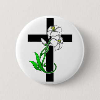 Easter Lilies and Cross 6 Cm Round Badge