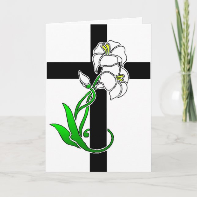 Easter Lilies and Cross Holiday Card (Front)