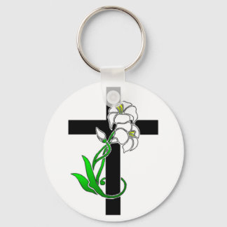 Easter Lilies and Cross Key Ring
