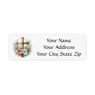 Easter Lilies and Cross Return Address Label