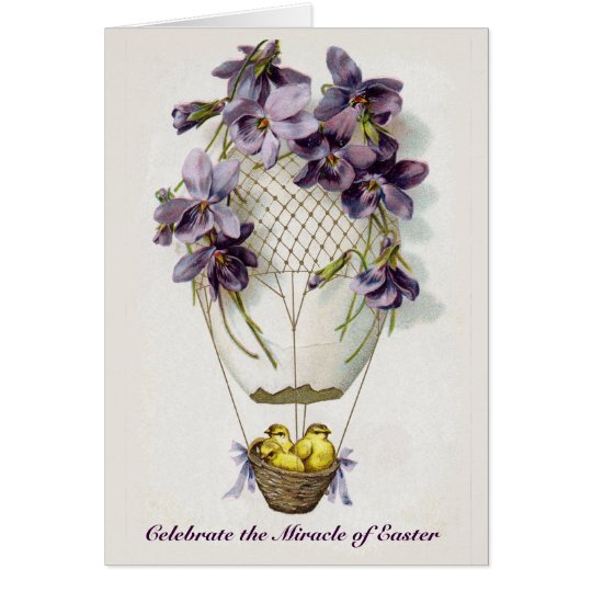 Easter Lilies Balloon Vintage Greeting Card