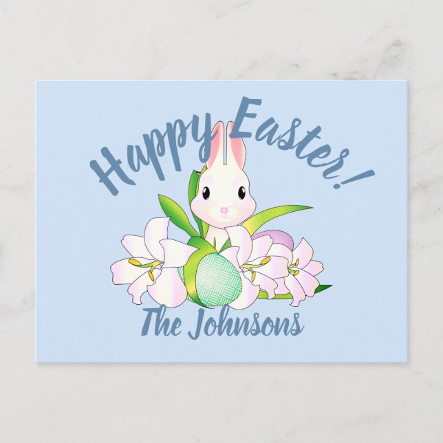 Easter Lilies & Sweet Bunnies Postcard (Front)