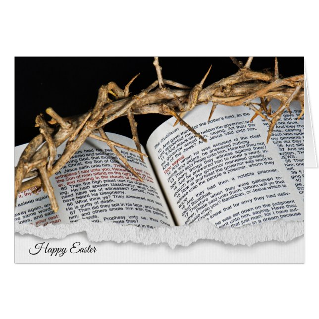 Easter Lilies with crown of thorns on Bible (Front Horizontal)