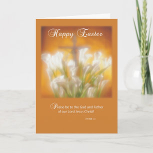 Easter Lillies with Cross Holiday Card