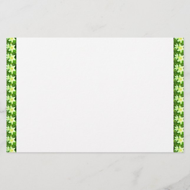 Easter Lily Border  White Background Stationery (Front)