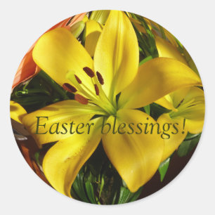 Easter lily classic round sticker
