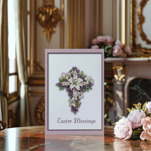 Easter Lily Cross Easter Blessing Card (Creator Uploaded)