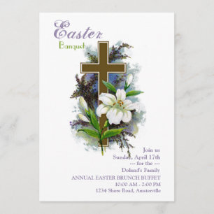 Easter Lily & Cross Invitation