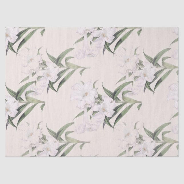 Easter Lily Diagonals Botanical Tissue Paper (Front)
