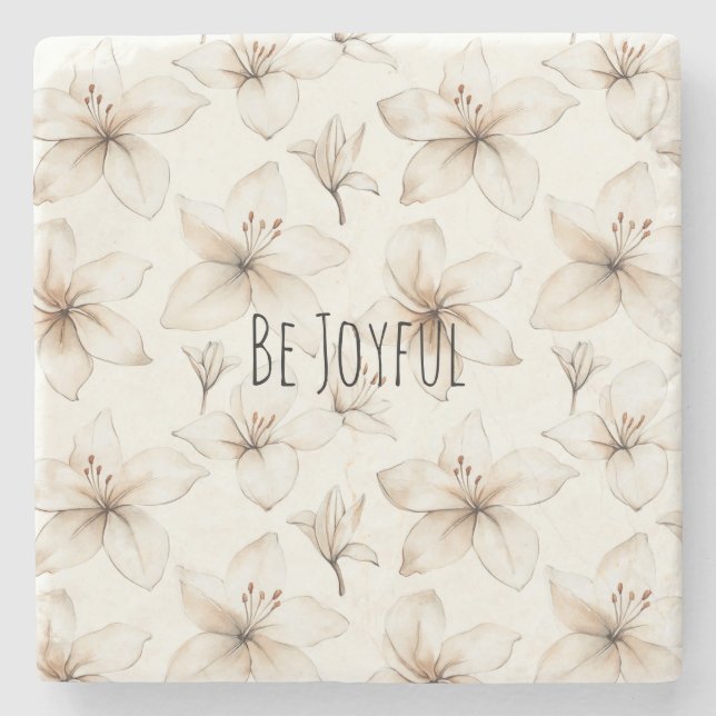 Easter Lily Flowers Joyful Stone Coaster (Front)