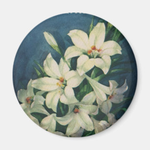 Easter Lily Flowers, Vintage Easter Lilies Magnet