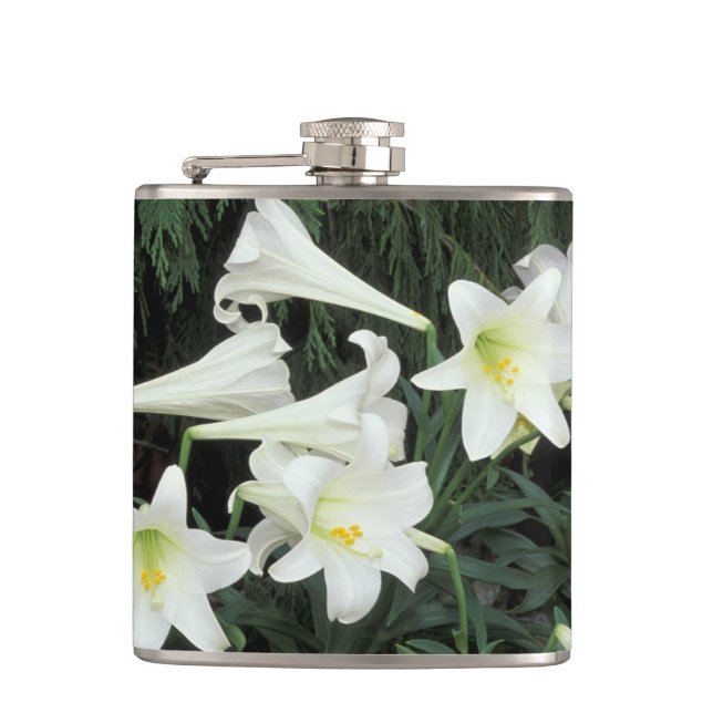 Easter Lily (Lilium regale) Hip Flask (Front)