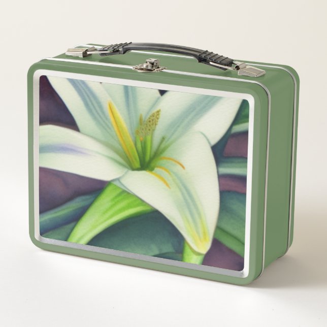 Easter Lily Metal Lunch Box (Front)