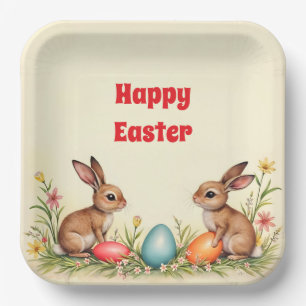 Easter Little Rabbits Vintage Popular Collection Paper Plate