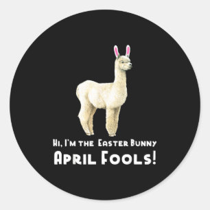 Easter Llama Funny April Fools Easter Bunny T Shir Classic Round Sticker