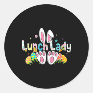 Easter Lunch Lady Bunny Ears Lunch Lady Easter Day Classic Round Sticker